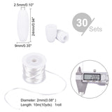 DIY Rubber Silicone Necklaces Making Kits, with 30Sets Plastic Breakaway Clasps and 10m Round Nylon Braided String Threads, White, 2mm