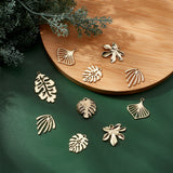 36Pcs 6 Style Baking Painted Alloy Pendants, Tropical Leaf Charms, for DIY Accessories, Lead Free & Cadmium Free, Leaf, Light Gold, 21~36x17~25x2~1.5mm, hole: 1.6~1.8mm,  6pcs/style