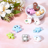 10Pcs 10 Style Silicone Beads, Chewing Beads For Teethers, Tortoise & Elephant & Unicorn & Sheep & Raccoon, Mixed Color, 26.5~31x20~29x7.5~10.5mm, Hole: 2~3mm, 1pc/style