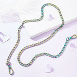 Zine Alloy Curb Chain Bag Handles, with Swivel Clasps, for Bag Replacement Accessories, Rainbow Color, 95x0.8x0.25cm