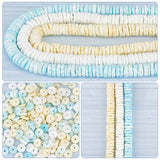 504Pcs 3 Colors Natural White Shell Beads, Dyed, Heishi Beads, Flat Round/Disc, Mixed Color, 6~7x1~3mm, Hole: 0.8mm, 168pcs/color