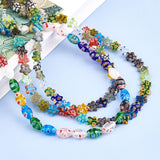 178Pcs 2 Style Flower Handmade Millefiori Glass Beads Strands, Star & Barrel, Mixed Color, 5 Strands/Box