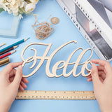 5 Sets 5 Style Wooden Door Signs, Hollow-out, with Hemp Cord, Hanging Ornaments, Word Welcome & Hello & Family, Wheat, 210~320x67.5~160x3mm, 1 set/style