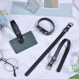 Cowhide Dog Collar, with Platinum Iron Clasp, for Small Medium and Large Dogs, Pet Supplies, Black, 317x22x9mm