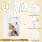 Paper Candy Gift Bags, with Visible Window, Shopping Handle Pouche, Rectangle, White, 12x7x16cm