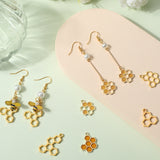 60Pcs 5 Style Alloy Pendants, with Enamel, Hollow Honeycomb Charm, Golden, 19~29.5x15~18x2mm, Hole: 2mm, 12pcs/style