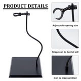 Rectangle Plastic Doll Stands with Adjustable Snake Bone Bracket, Action Figures Display Holder with 3 Snap Clips for Connecting, Black, 12x16.1x25cm