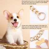 DIY Dog Tag Making Kits, Including Aluminum Cable Chain Dog Collar & 304 Stainelss Steel Pendants, Golden, 2pcs/set