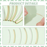 48Pcs 6 Styles Brass Tube Beads, Curved Tube Beads, Mixed Color, 24.5~29.5x3~4x1.5~2mm, Hole: 1~1.6mm, 8pcs/style