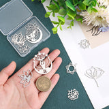 10Pcs 10 Styles 201 & 304 Stainless Steel Pendants, Laser Cut, Lotus Flower, Stainless Steel Color, 21.5~43x19.5~35.5x1mm, Hole: 1.4~1.6mm, 1pc/style