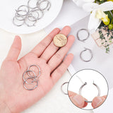 304 Stainless Steel Hoop Earring, Ring, Stainless Steel Color, 24.5x23x2mm, Pin: 1mm, 12pairs/box