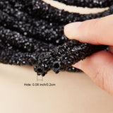 5M PVC Tubular Synthetic Rubber Cord, Hollow Pipe, with Resin Rhinestone, Black, 5~6mm, Hole: 2mm