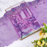Flower Pattern Polyester Mesh Tulle Fabric, Garment Accessories, Purple, 19~20x0.07cm