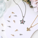 16Pcs 2 Colors Brass Cubic Zirconia Tube Bails, Loop Bails, Teardrop, Clear, Nickel Free, Platinum & Golden, 9.5x5x3mm, Hole: 1.2mm, 8Pcs/color