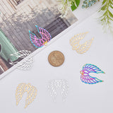 18Pcs 3 Colors 201 Stainless Steel Pendants, Etched Metal Embellishments, Wing, Mixed Color, 40x33x0.3mm, Hole: 3mm, 6pcs/color