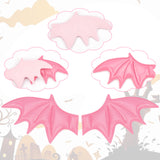 Leather Bat's Left & Right Wing Ornament Accessories, for Hair Ornament & Costume Accessory, Hot Pink, 60x35x2mm, 20pcs/style