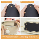 TPR Plastic Imitation Leather Bag Bottoms Set, with Iron Nails, Rounded Rectangle, Black, 18.2~28.2x7.1~10.1x0.3cm, Hole: 4mm, 3pcs/set