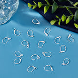 50Pcs Brass Leverback Earring Findings, 925 Sterling Silver Plated, 15.5x10x1.5mm, Pin: 0.7mm