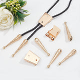 3Pcs Iron Bolo Tie Slide Clasps, with 6Pcs Alloy Cord Ends, for Bolo Tie Making, Light Gold, 30~52x25x9.5~11mm, Hole: 2.5mm, Inner Diameter: 3.5~5.5x5.5~17mm