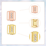 16Pcs 4 Colors Zinc Alloy Rhinestone Bikini Clips, Bra Clasp Replacement Part, Lingerie Front Closure, Mixed Color, 15x13x5mm, Inner Diameter: 11.5x1.5mm, 4pcs/color