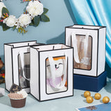 Rectangle Paper Gift Bags, with Clear Window, Shopping Bags with Handle, Candy Bag for Birthday, Wedding, White, 20x15x10.3cm