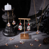30Pcs 3 Style Halloween Alloy Enamel Pendants, Light Gold, Skull with Rose & Rhombus with Skull & Flower & Butterfly & Awl with Rose, Mixed Color, 30x10~22x1mm, Hole: 2mm, 10pcs/style