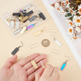 DIY Blank Rectangle Dangle Earring Making Kit, Including 304 Stainless Steel Earring Settings, Glass Cabochons, Mixed Color, 48Pcs/box