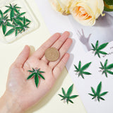 16Pcs Alloy Enamel Pendants, Pot Leaf/Hemp Leaf Shape, Green, Antique Silver, 39x33.5x2.5mm, Hole: 1.8mm