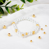 160Pcs 4 Style Brass Beads, Long-Lasting Plated, Round, Matte Style, Real 18K Gold Plated, 3~6mm, Hole: 0.9~1.4mm, 40pcs/style