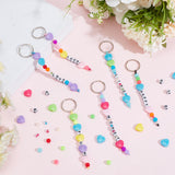 DIY Beaded Keychain Making Kit, Including Heart & Letter Acrylic & Seed Beads, Iron Split Key Rings, Waxed Polyester Cord, Mixed Color, 630Pcs/box