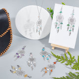 14Pcs 7 Style Natural Gemstone Chip Pendant Decoration, Alloy Woven Net/Web with Wing Hanging Ornament, with Natural Cultured Freshwater Pearl, 304 Stainless Steel Lobster Claw Clasps, 98~100mm, 2pcs/style