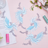 4Pcs 2 Style Leaf Computerized Embroidery Cloth Iron on/Sew on Patches, Costume Accessories, Appliques, Sky Blue, 160x77x1mm, 2pcs/style