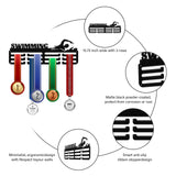 Fashion Iron Medal Hanger Holder Display Wall Rack, with Screws, Word Swimming, Electrophoresis Black, 150x400mm