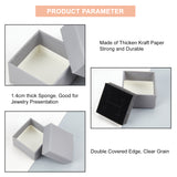 Paper Box, Snap Cover, with Sponge Mat, Jewelry Box, Square, Gray, 5.1x5.1x3.1cm