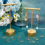 40Pcs Brass Earring Hooks, with Horizontal Loops, Real 18K Gold Plated, 19x10x2mm, Hole: 2mm, 18 Gauge, Pin: 1mm