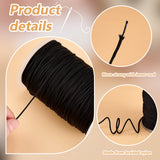 200 Yards Nylon Braided Threads, Chinese Knot Cord, Round, Black, 1.5mm, about 200.00 Yards(182.88m)/Roll