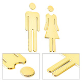ABS Male & Female Bathroom Sign Stickers, Public Toilet Sign, for Wall Door Accessories Sign, Gold, Male: 195x61x4mm, Female: 190x70x3.7mm