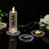 Glass Candle Holder, Table Centerpiece, Perfect Home Party Decoration, Flat Round, Clear, 9.5x1.5cm, Inner Diameter: 7.25cm