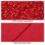 Stretch Sequin Polyester Fabric, for Dress Performance Stage, Rectangle, Dark Red, 125~150x0.5cm