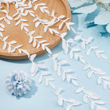 15 Yards Lace Embroidery Polyester Ribbons, Costume Accessories, Leaf Pattern, White, 1 inch(25mm)
