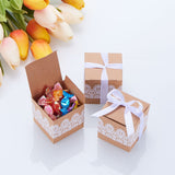 Gift Box, Wedding Decoration, Baby Shower Candy Packaging Box, Cartons Chocolate Wedding Party Gifts For Guests, with Ribbon, BurlyWood, 5x5x5cm, Ribbon about 47~48x1cm, 40set