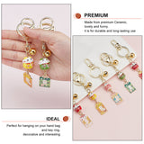 5Pcs 5 Colors Japanese Maneki Neko Brass Bell Pendant Keychain, Lucky Amulet Charms for Health/ Success/Traffic Safety Keychain, with Alloy Findings, Mixed Color, 14.2cm, 1pc/color
