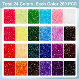 6240Pcs 24 Colors Transparent Acrylic Beads, Bicone, Mixed Color, 4x4mm, Hole: 1.5mm