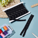 1 Rows 1 Hooks Polyester Bra Iron Clasps, Elastic Bra Band Extenders Intimates Accessories, Black, 28x1.5~4mm, 3 yards/card