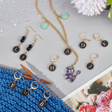 Letter A~Z Alloy Enamel Flat Round Charm Locking Stitch Markers, Golden Tone 304 Stainless Steel Clasp Locking Stitch Marker, Black, 3cm, 26pcs/bag