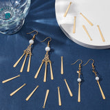 40Pcs 201 Stainless Steel Pendants, Bar, Real 18K Gold Plated, 31.5x3.5x0.5mm, Hole: 1.4mm