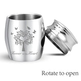 Alloy Cremation Urn Kit, with Disposable Flatware Spoons, Silver Polishing Cloth, Velvet Packing Pouches, Tree of Life, 40.5x30mm, 1pc
