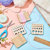 4Pcs 2 Style Wood Knitting Gauge Rulers, Crochet Hook and Knitting Needle Gauge, Square, BurlyWood, 6.35x6.35x0.5cm, 2pcs/style