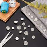 80Pcs 4 Style Alloy Rhinestone Shank Buttons, 1-Hole, Flower, Crystal, Platinum, 10~18.5x6.5~9.5mm, Hole: 1.5~2mm, 20pcs/style