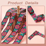 Ethnic Style Embroidery Polyester Ribbons, Jacquard Ribbon, Tyrolean Ribbon, Garment Accessories, Flower Pattern, Camellia, 1-1/4 inch(33mm), 0.5mm, about 7.66 Yards(7m)/pc